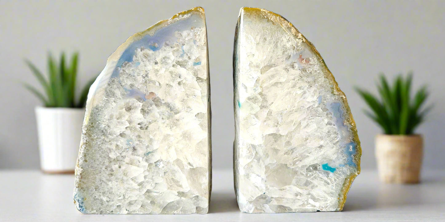 Brazilian Blue Agate Bookends - LAST SET!