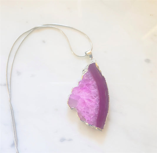 Pink Agate Pendant-Handcrafted