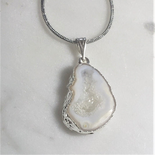 White Agate Pendant Handcrafted